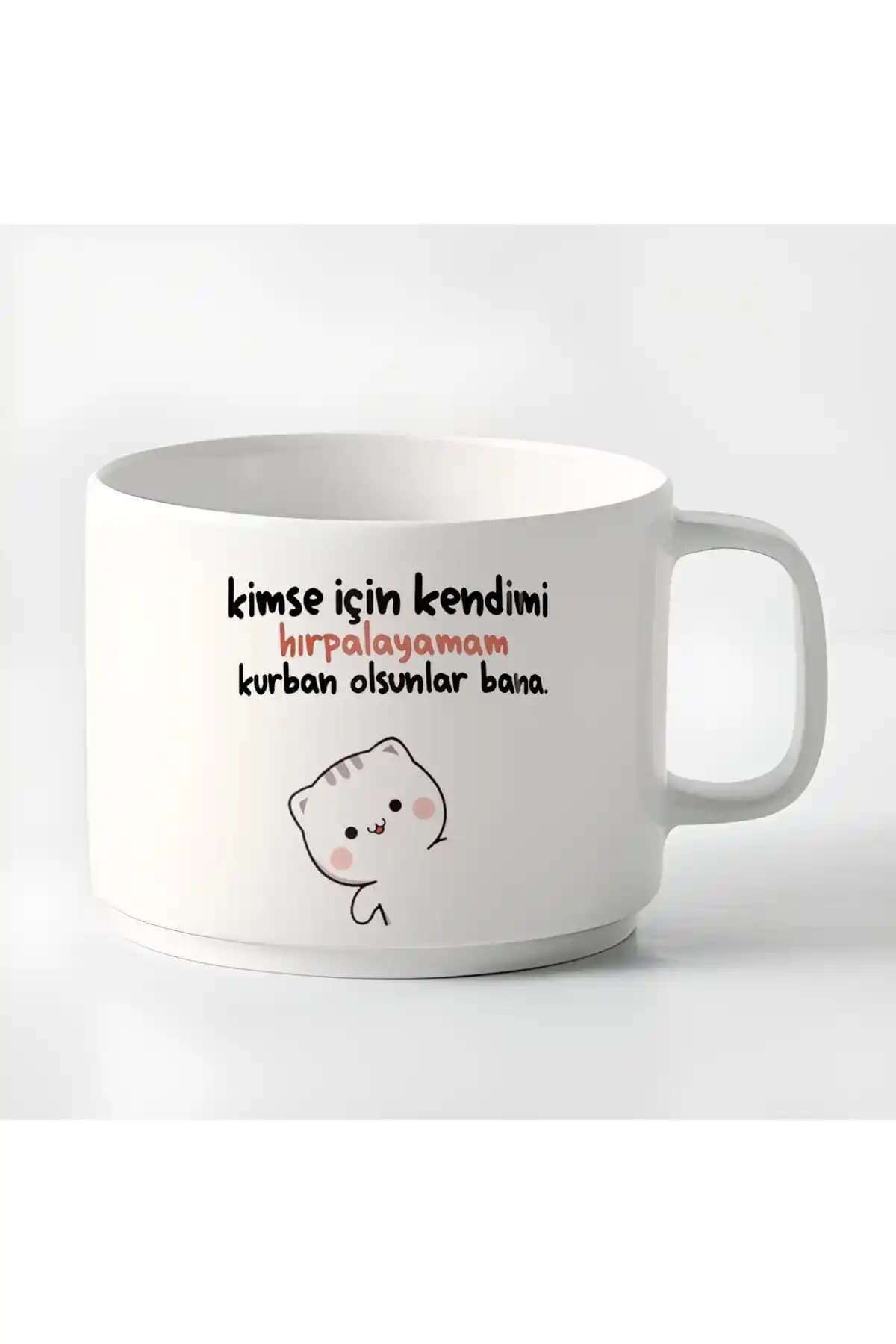 GünayStore Double Türk Kahvesi ve Espresso Fincanı Mochi Cat Tasarımı