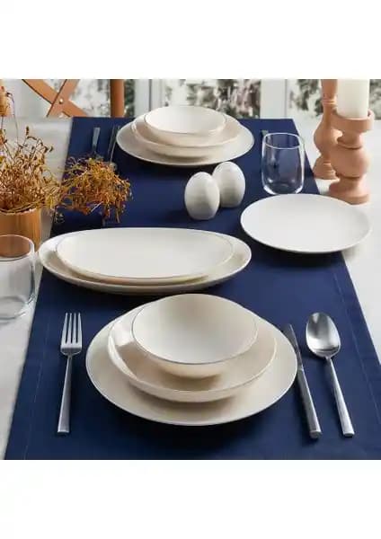 Güral Porselen Atina 60 Parça Gümüş Fileli Yemek Takımı Şık ve Dayanıklı Tasarım