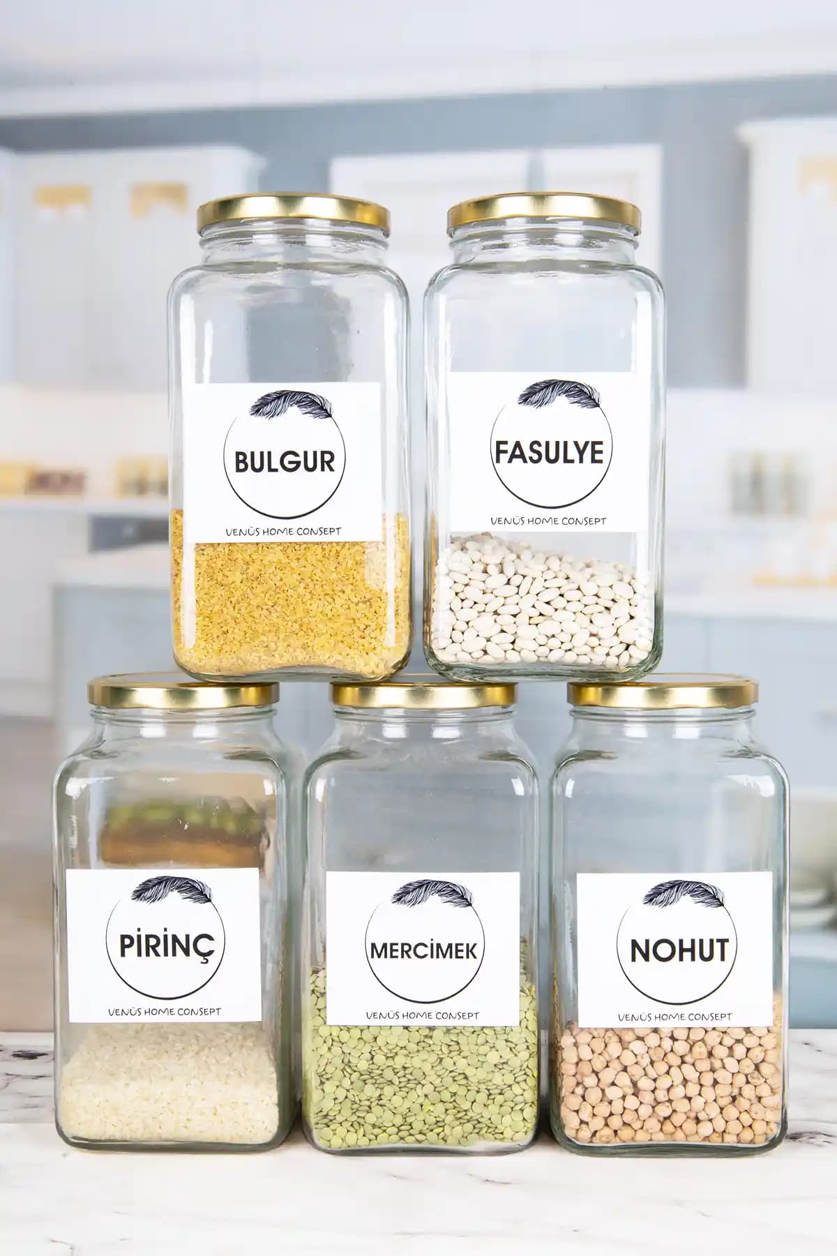 Karçiçeği Home 5'li Gıda Saklama Seti Dayanıklı ve Estetik Mutfak Düzenleyici