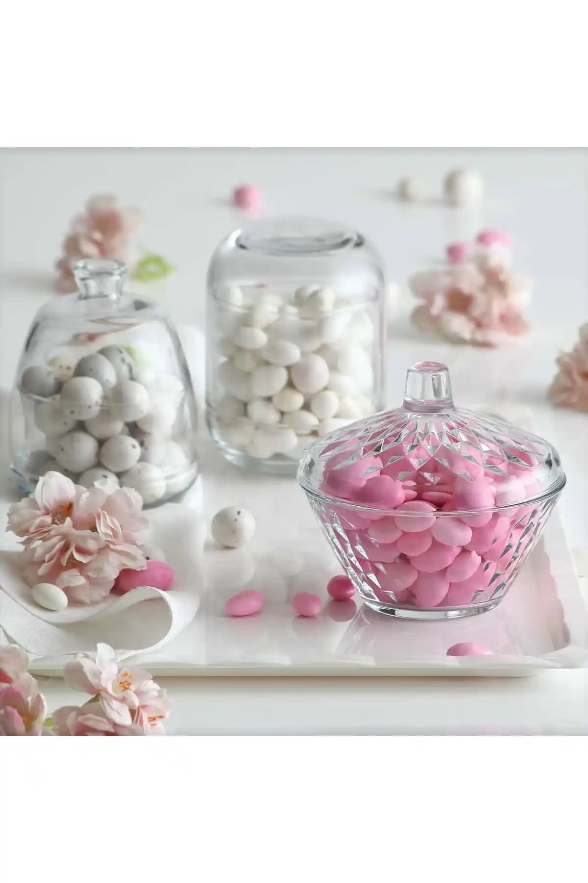 LAV Artemis Cam Şekerlik Tekli Cam Kapaklı Zarif ve Fonksiyonel Tasarım