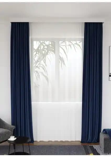 Lüks House Keten Görünümünde Pileksiz Tül Perde Modern ve Şık Tasarım