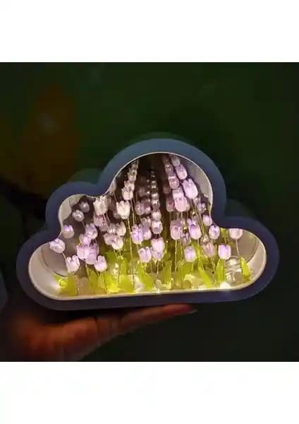 Manjia Bulut Lale Ayna Gece Lambası: Şık ve Fonksiyonel Yatak Odası Dekorasyonu