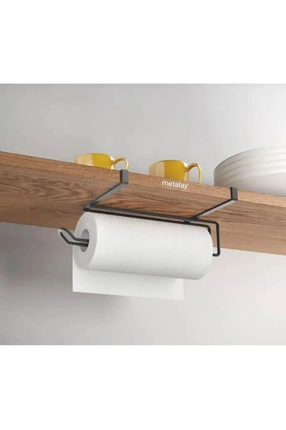 METALAY Siyah Paslanmaz Çelik Kağıt Havluluk Modern ve Dayanıklı Mutfak Aksesuarı