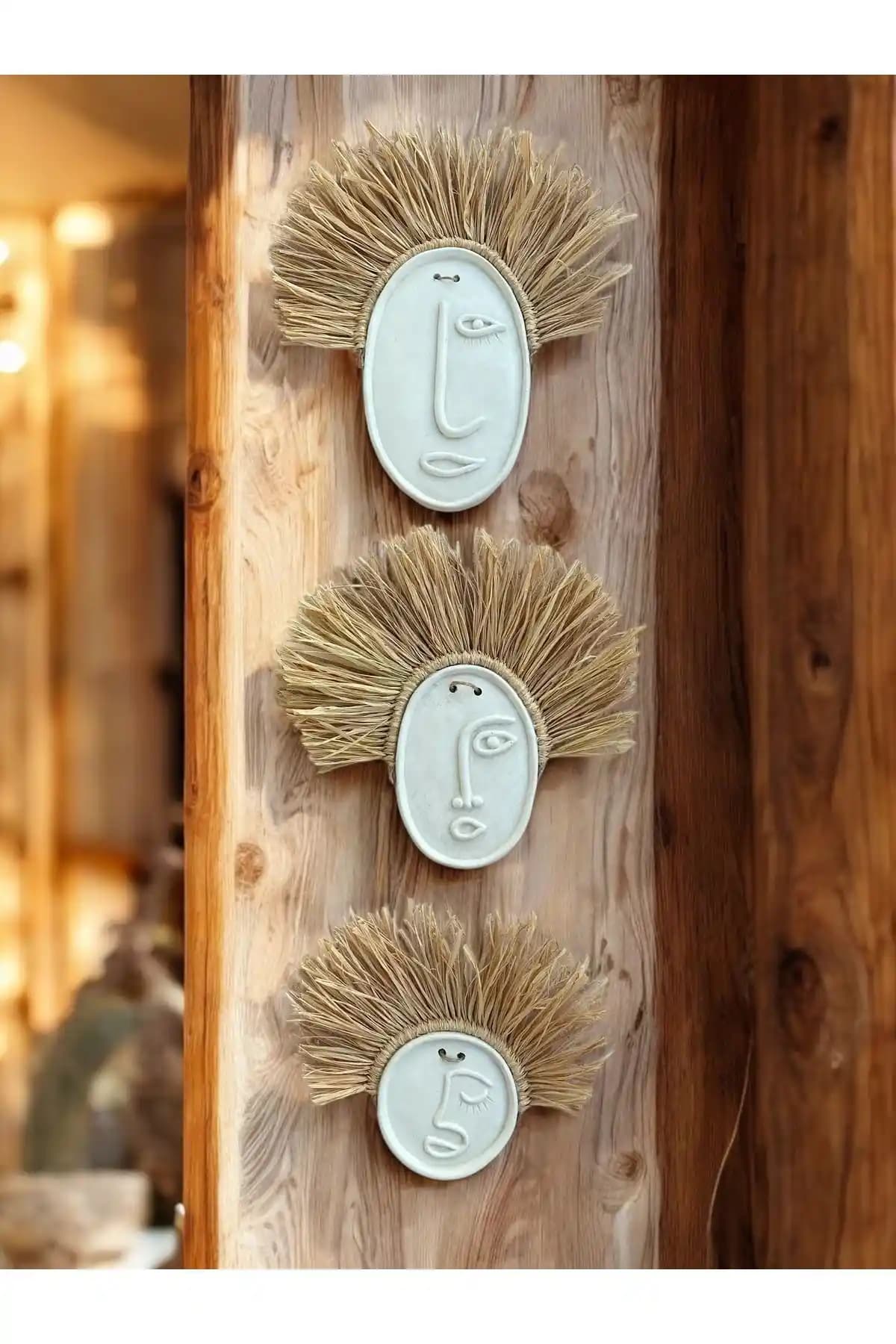 Modern ve Sanatsal Beton Duvar Süsü Üçlü Set ile Mekânınıza Estetik Katın