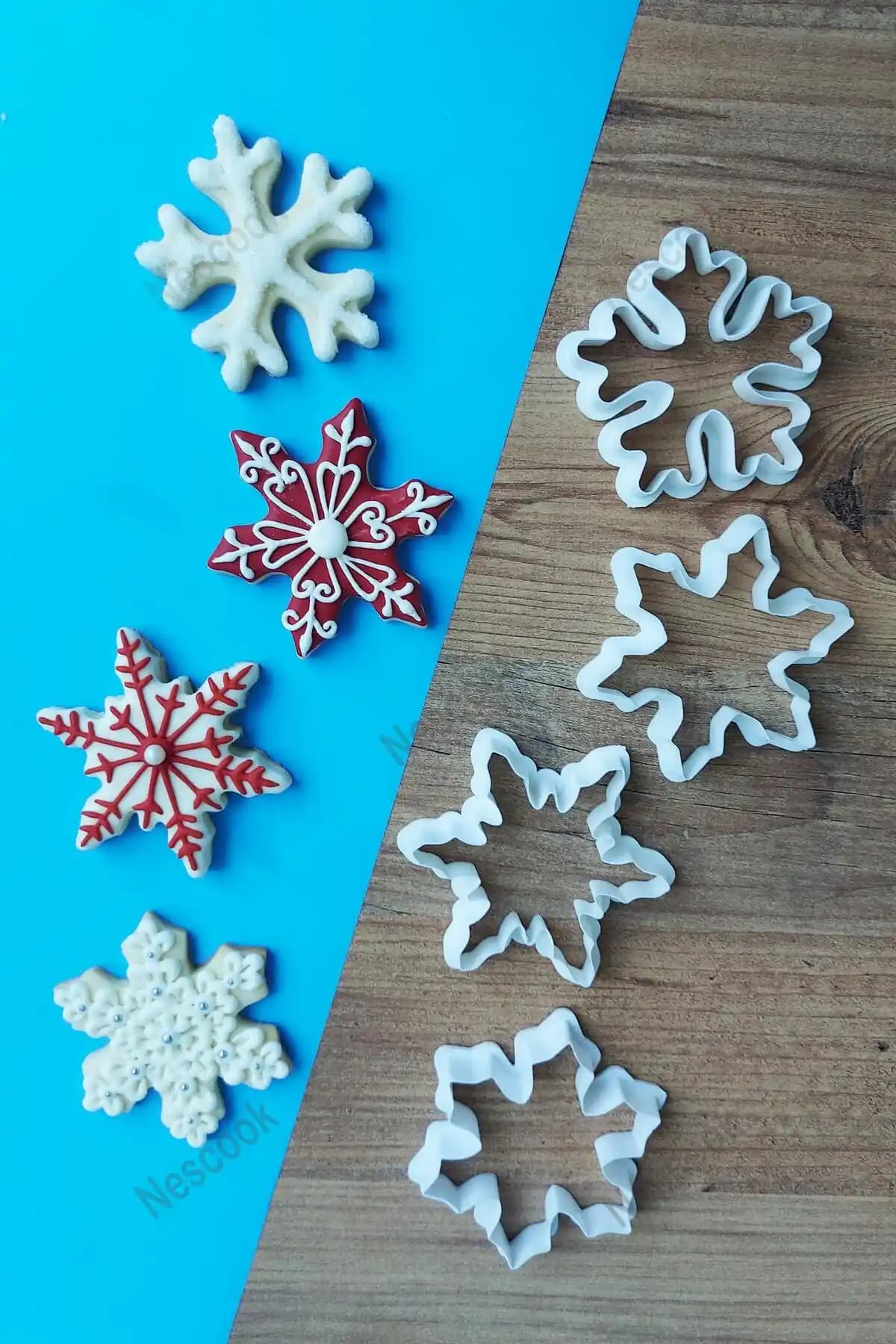 Nescook 4'lü Kar Tanesi Kurabiye Kalıbı Yılbaşı Temalı Şekillendirme Çözümü