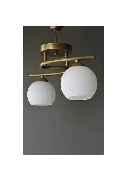 Ömür Hestia Gold Beyaz Camlı 2'li Modern Avize – Şık ve Fonksiyonel İç Mekan Aydınlatması