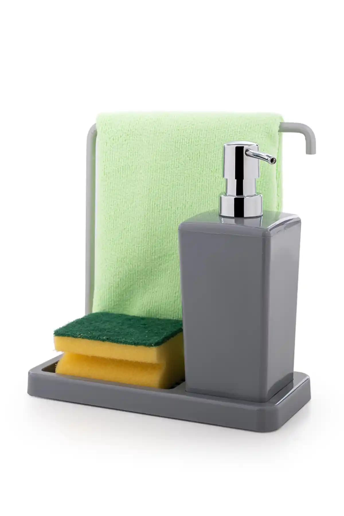 Prima Nova Luna Paslanmaz Aluminyum Bez Askılı Mutfak Sıvı Sabunluk Gri Tasarım ve Kullanım Özellikleri