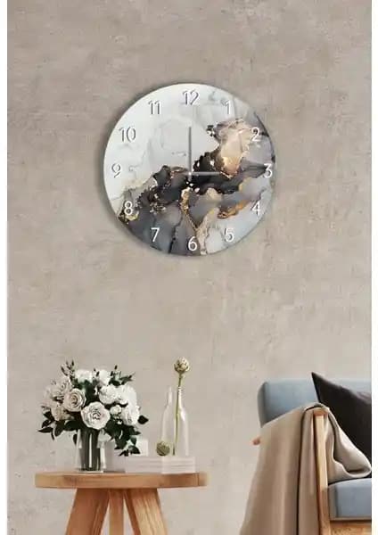 Saban 27 cm Siyah Yalızlı Dekoratif Cam Duvar Saati Modern ve Şık Tasarım