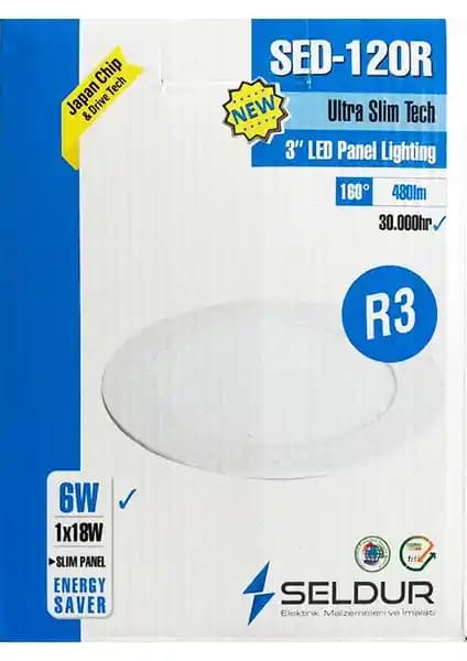 Seldur 6W Ultra Slim Sıva Altı LED Panel 6500K Modern ve Ekonomik İç Mekan Aydınlatması