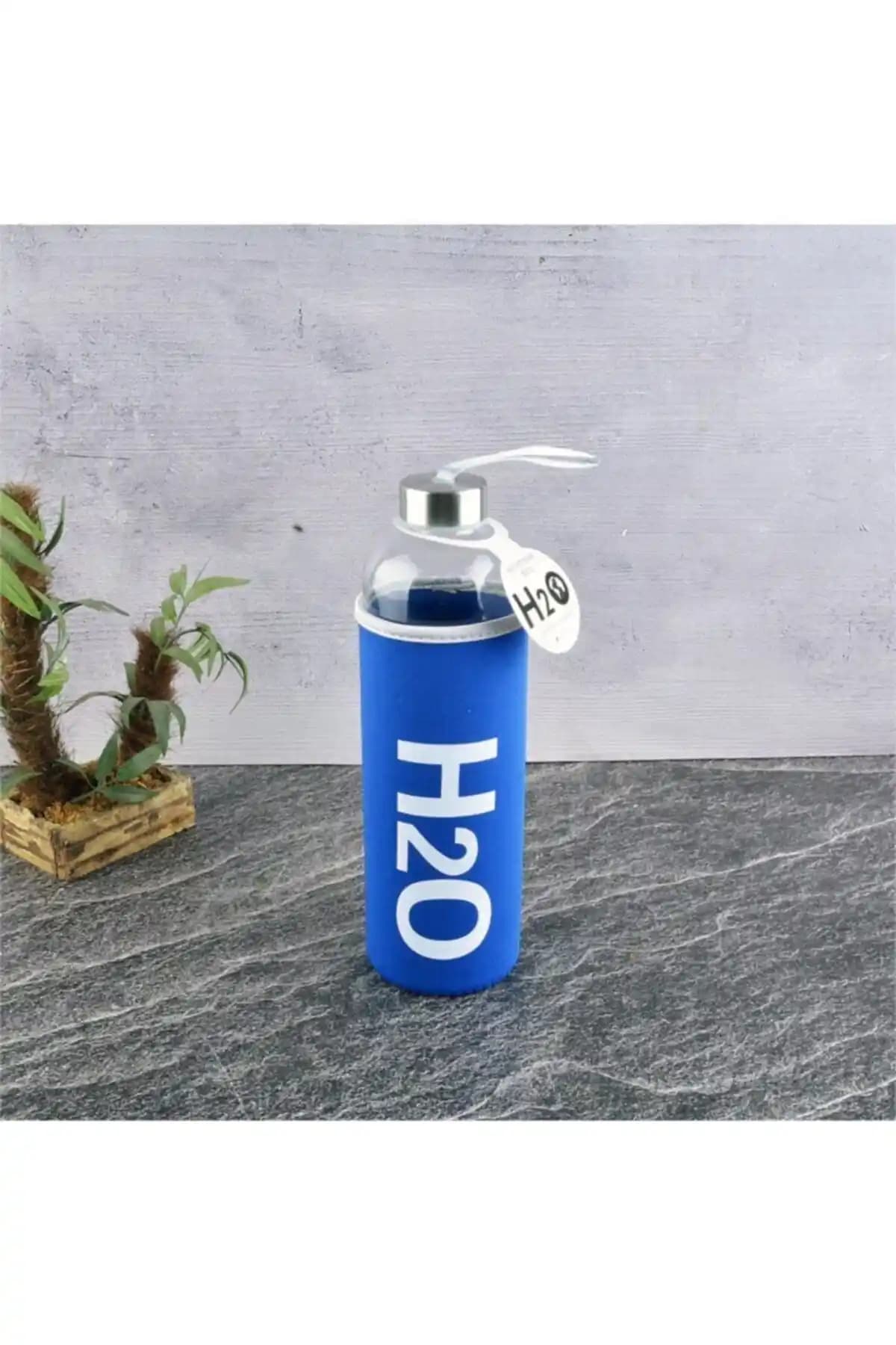 Tohana Kılıflı Cam Matara 1000 Ml Mavi: Şık ve Dayanıklı Taşınabilir Su Şişesi