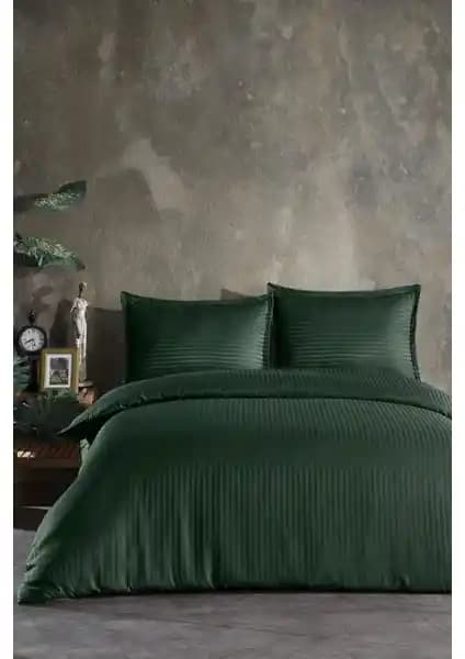 Varol Lastikli Saten Çizgili Çift Kişilik Nevresim Takımı Modern ve Dayanıklı Tasarımıyla Yatak Odalarına Şıklık Katar