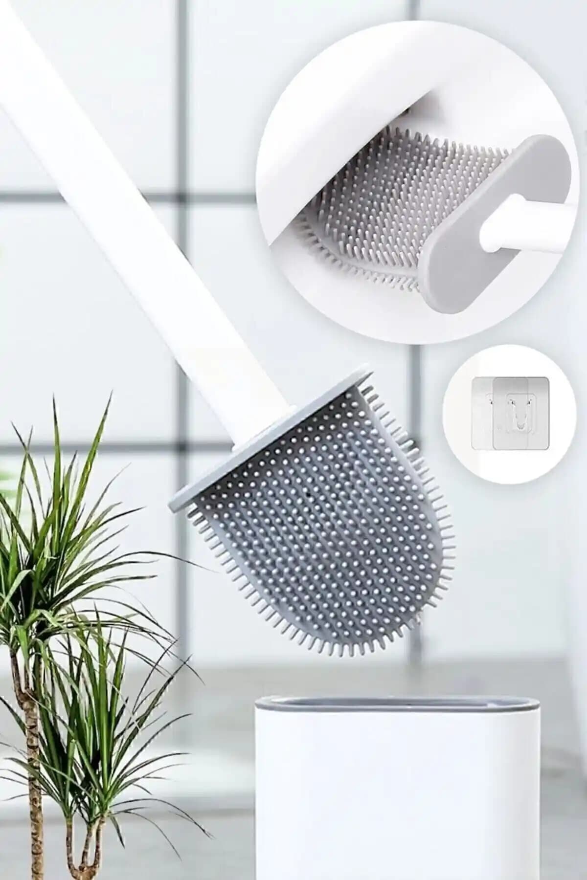 AKDAG HOME Beyaz Silikon Tuvalet Fırçası: Modern ve Hijyenik Temizlik Çözümü