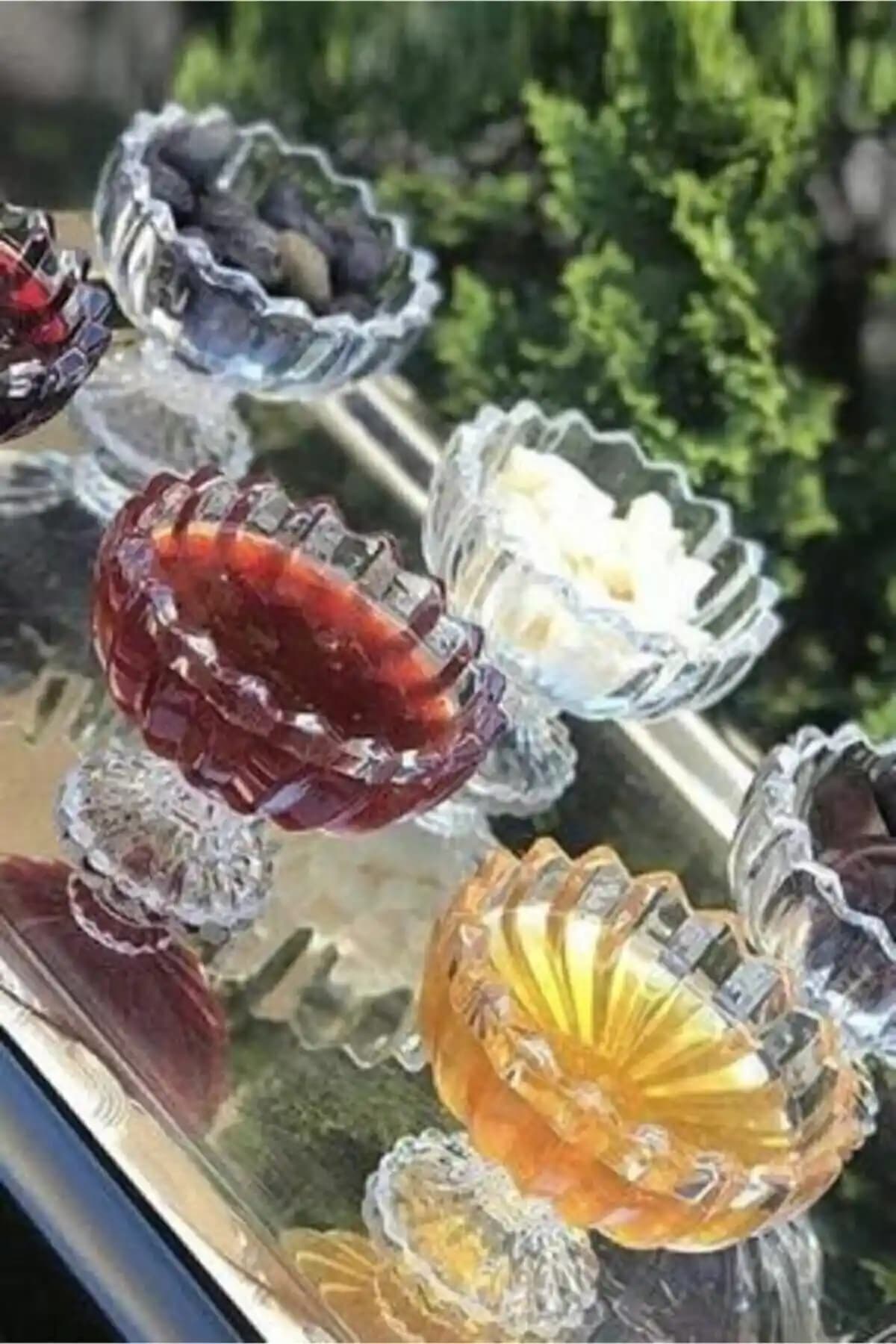 Alegre Glass Ayaklı Cam 6'lı Reçellik Şekerlik ve Dondurmalık Seti Modern Tasarım