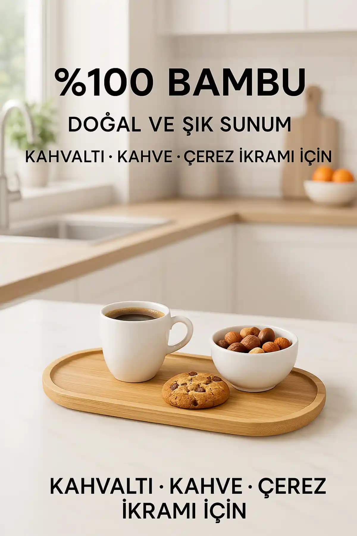 Amentes Bambu Oval Sunum ve Servis Tepsisi Doğal Şıklık ve Çok Yönlülük Sunar