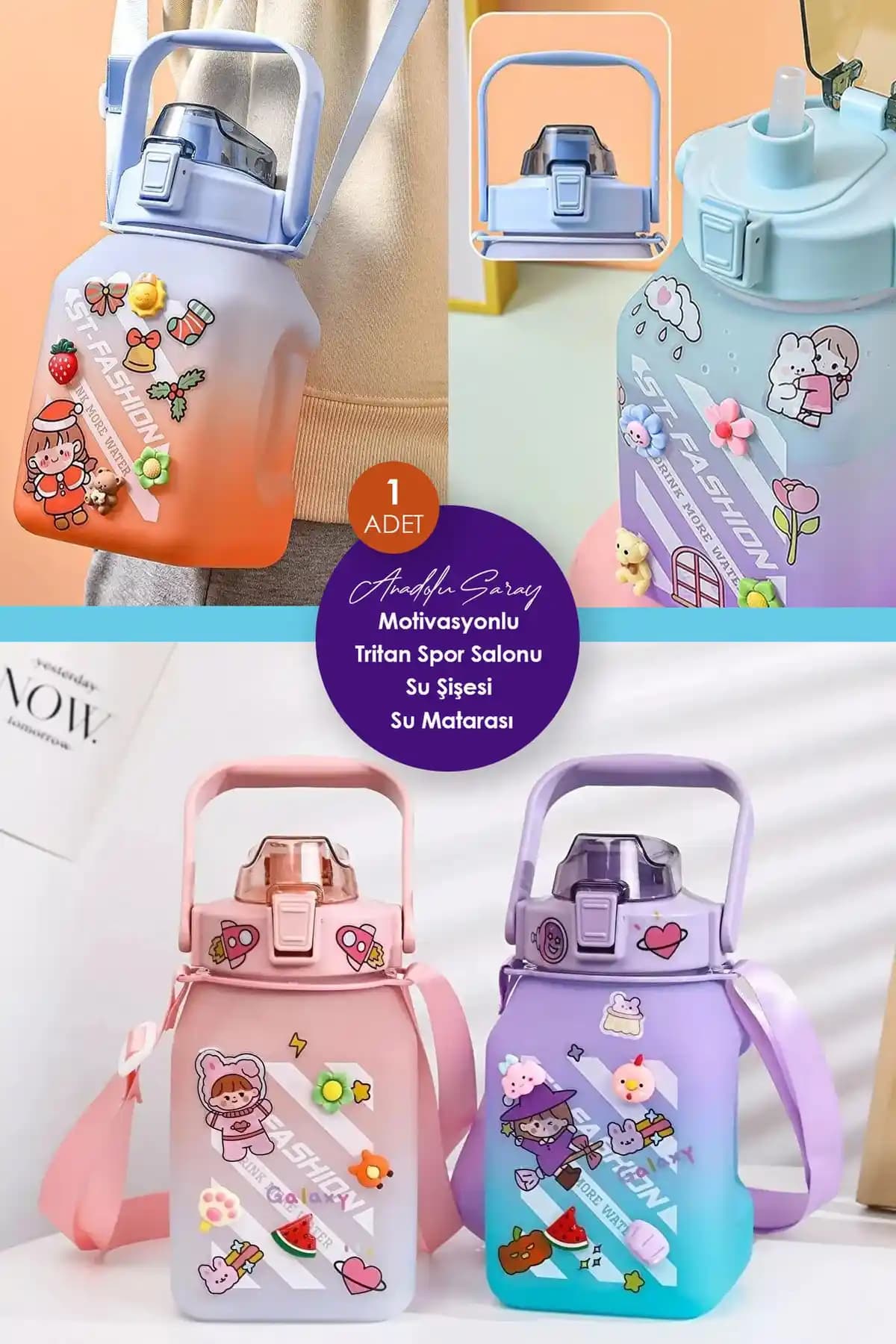 Anadolu Saray Çarşısı Motivasyonel Su Matarası: Renkli Tasarımı ve Sağlıklı Kullanım Özellikleri