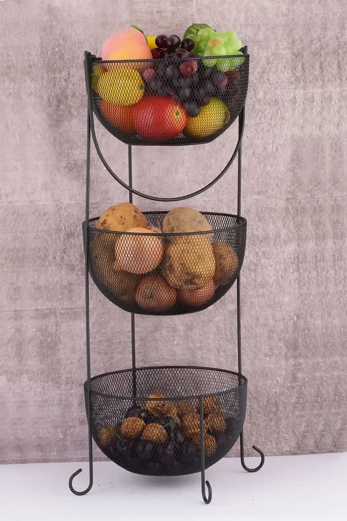 Angdesign Aleyna Metal Sebze ve Meyvelik: Modern ve Fonksiyonel Mutfak Dekorasyonu