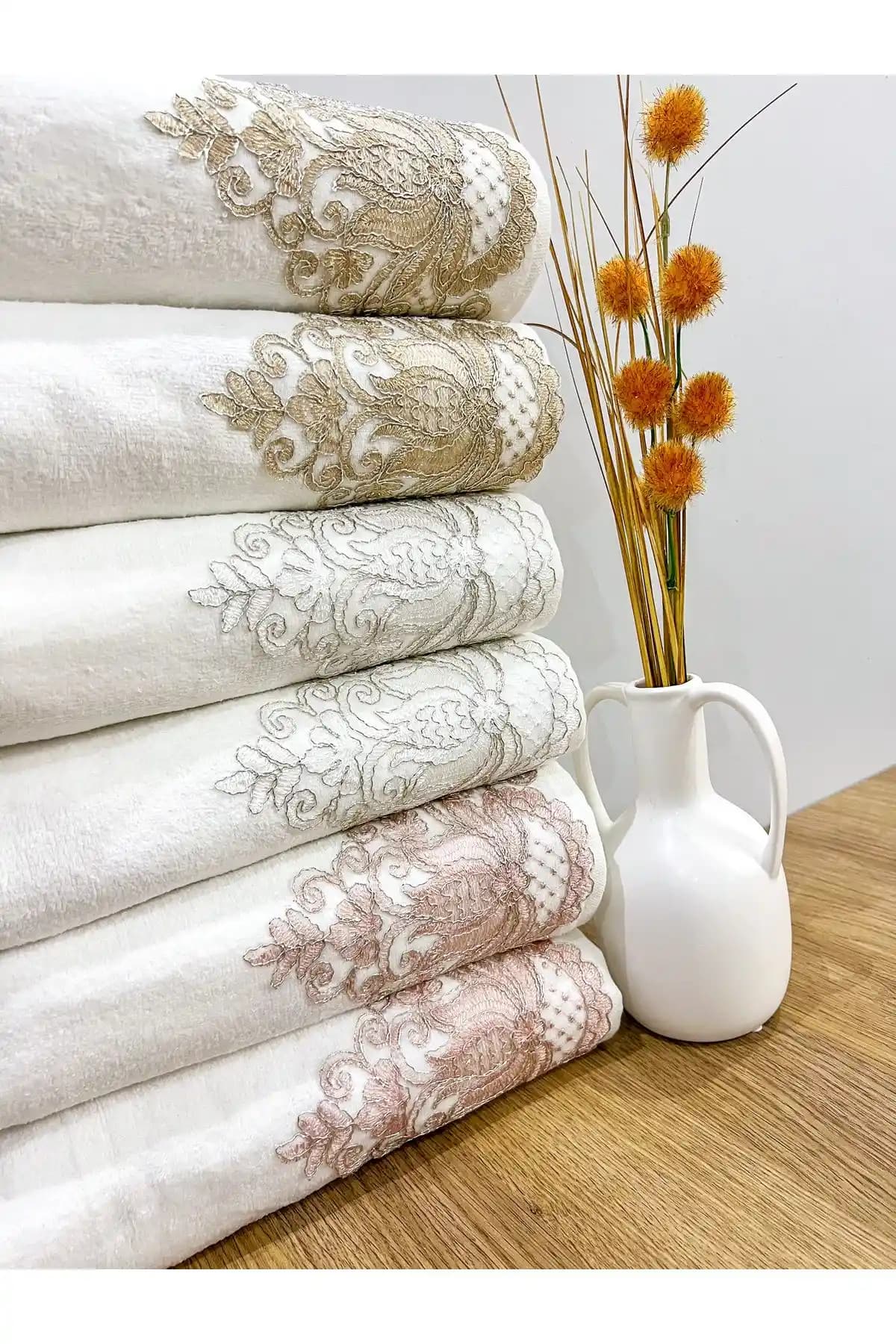 AYHANHOME 6'lı Kadife Güpürlü Çeyizlik Yüz Havlusu Seti Detaylı Tanıtım ve Özellikler