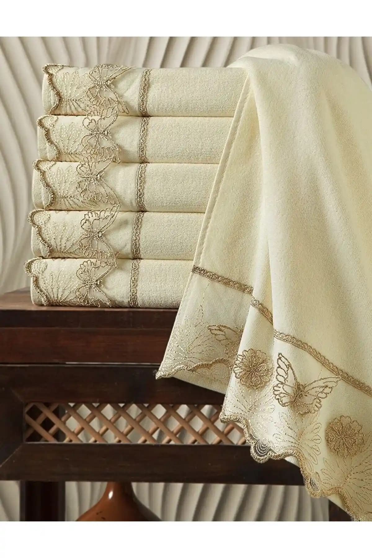 AYHANHOME Güpürlü %100 Pamuk Yüz ve El Havlu Seti Şık ve Dayanıklı Tasarım