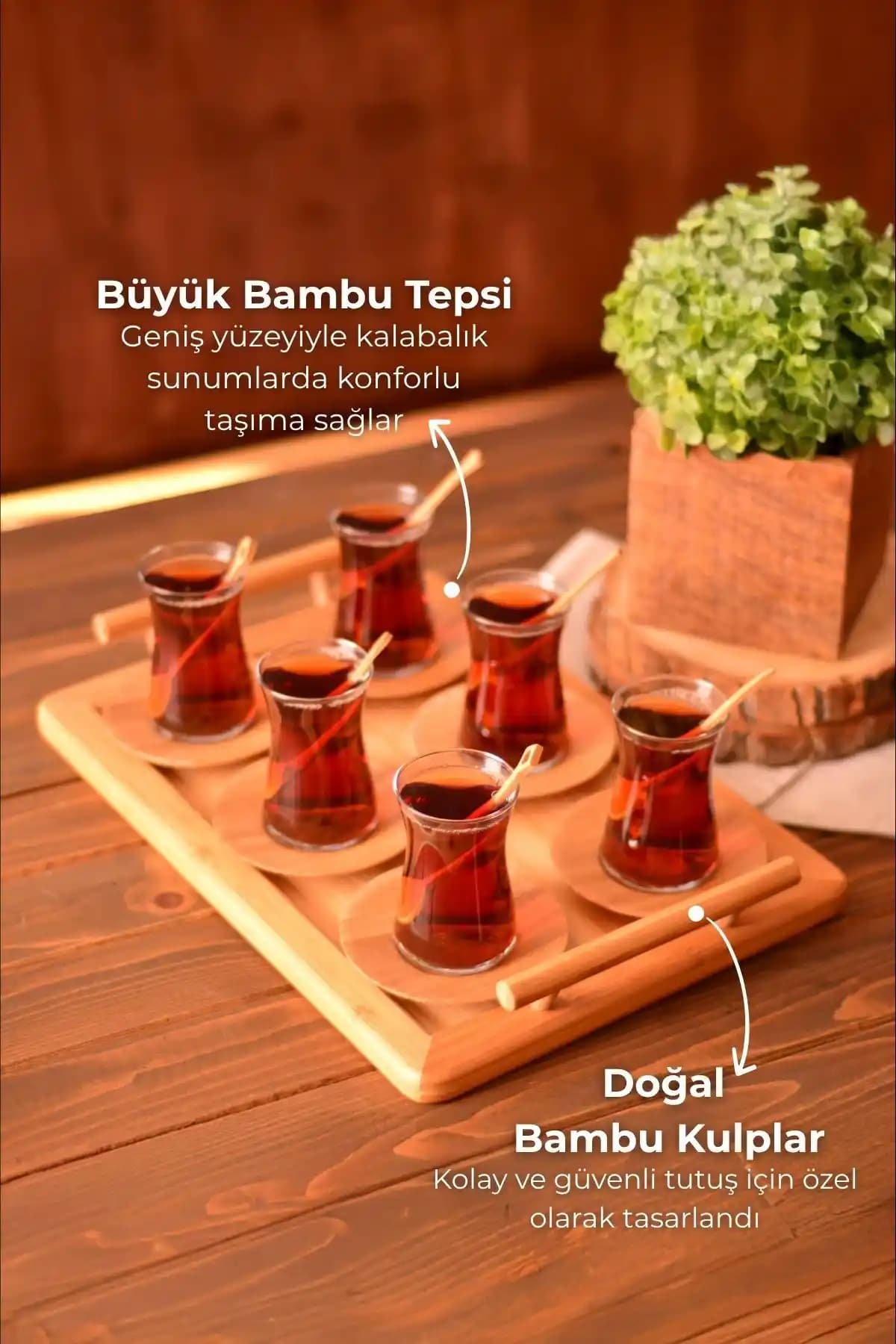 Bambum Majestic Büyük Bambu Tepsi: Şık ve Dayanıklı Servis Aksesuarı