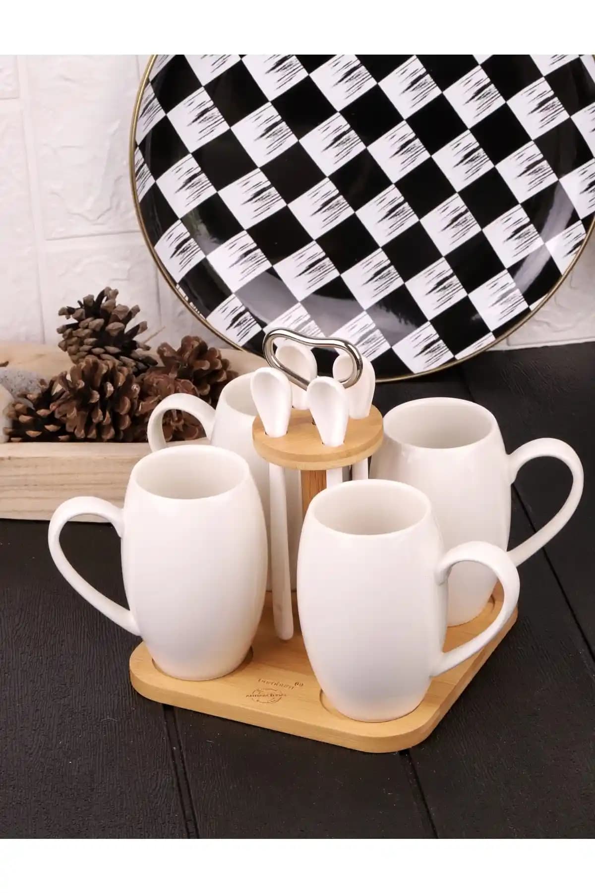 Bambum Suedo 9 Parça Porselen Kupa Seti Estetik ve Dayanıklı Tasarım