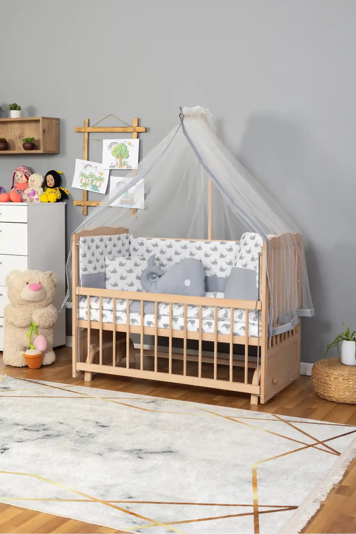 Bamgidoo Ahşap Doğal Bebek Beşiği: Güvenli ve Estetik Uyku Çözümü