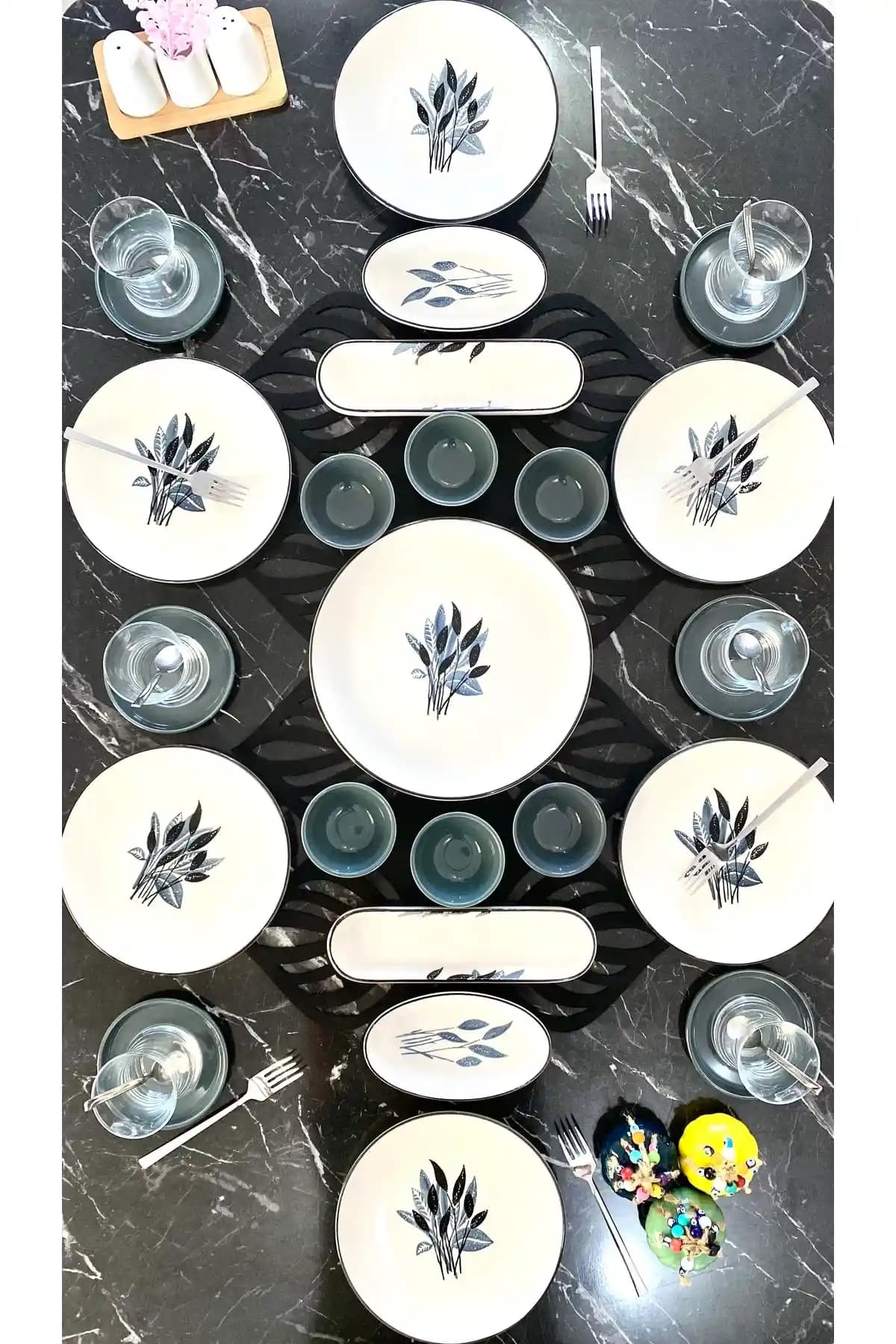 Başak Gri 23 Parçalık 6 Kişilik Seramik Kahvaltı Takımı Estetik ve Dayanıklı Tasarım