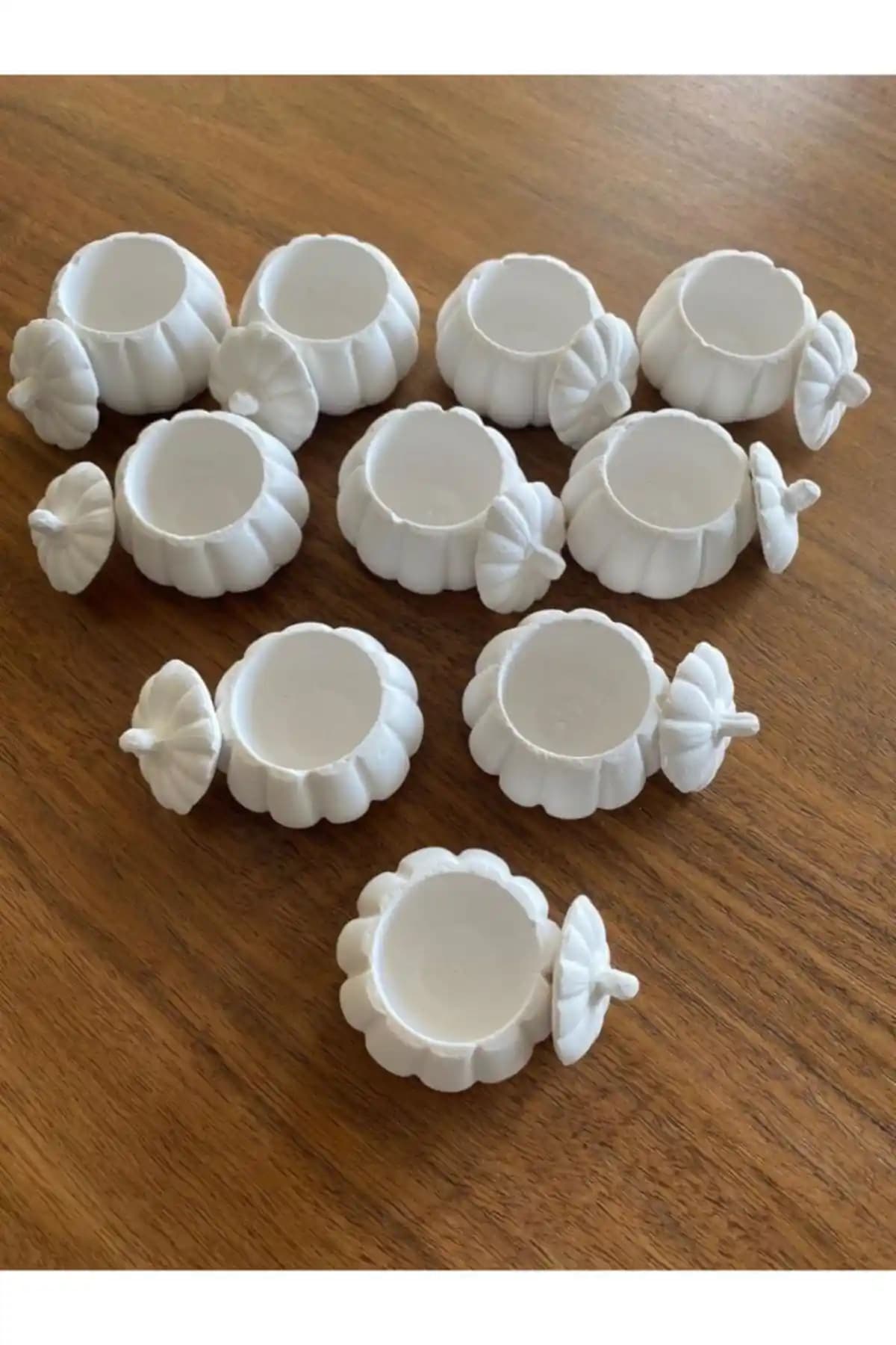 Beton Malzemeden Üretilmiş Boyanabilir Dekoratif Lokumluk Seti İç Mekan Dekorasyonu İçin