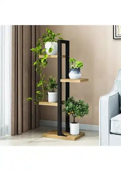 Boss Group Çiçeklik Bölmeli Raflı Metal Çerçeveli Modern Dekoratif Parça