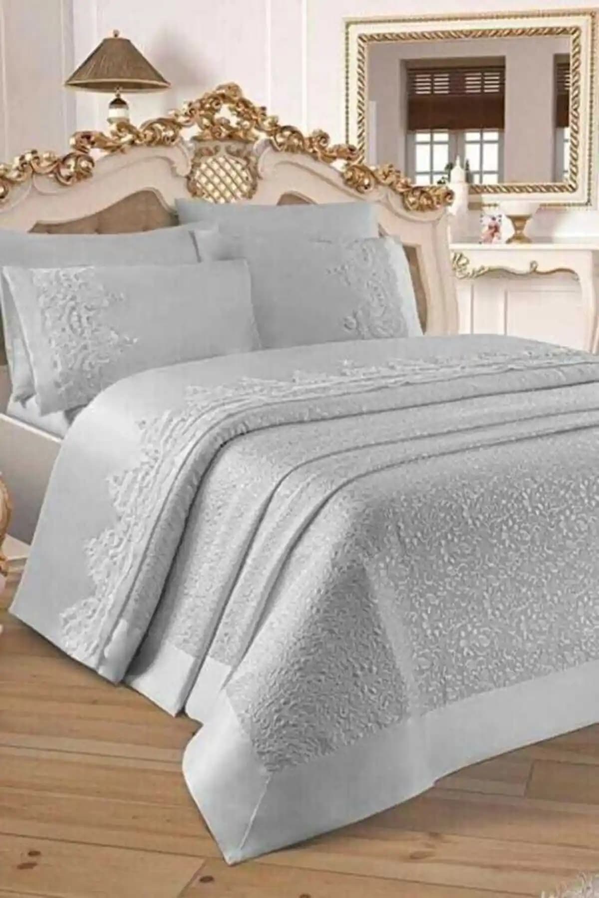 Bursa Çeyiz Fransız Güpürlü Diana Pike Takımı Modern ve Şık Yatak Odası Dekorasyonu İçin