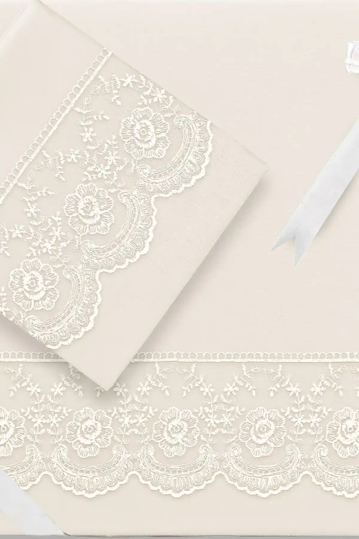 Çeyiz Diyarı Fransız Güpürlü Krem Nevresim Takımı Yatak Odası Dekorasyonu