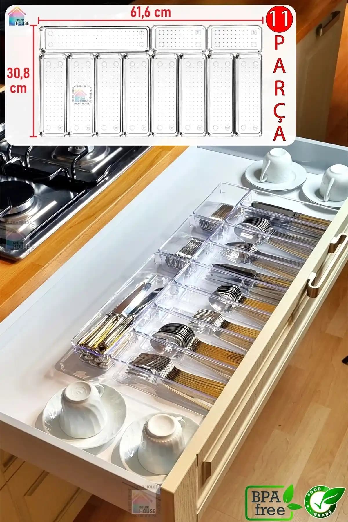 Color House 11'li Modüler Mutfak Çekmece Organizer Seti Şık ve Dayanıklı Tasarım