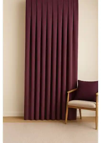 Cortibo Barcelona Kadife Dokulu Fon Perde Mürdüm Renk ve Modern Tasarım Özellikleri