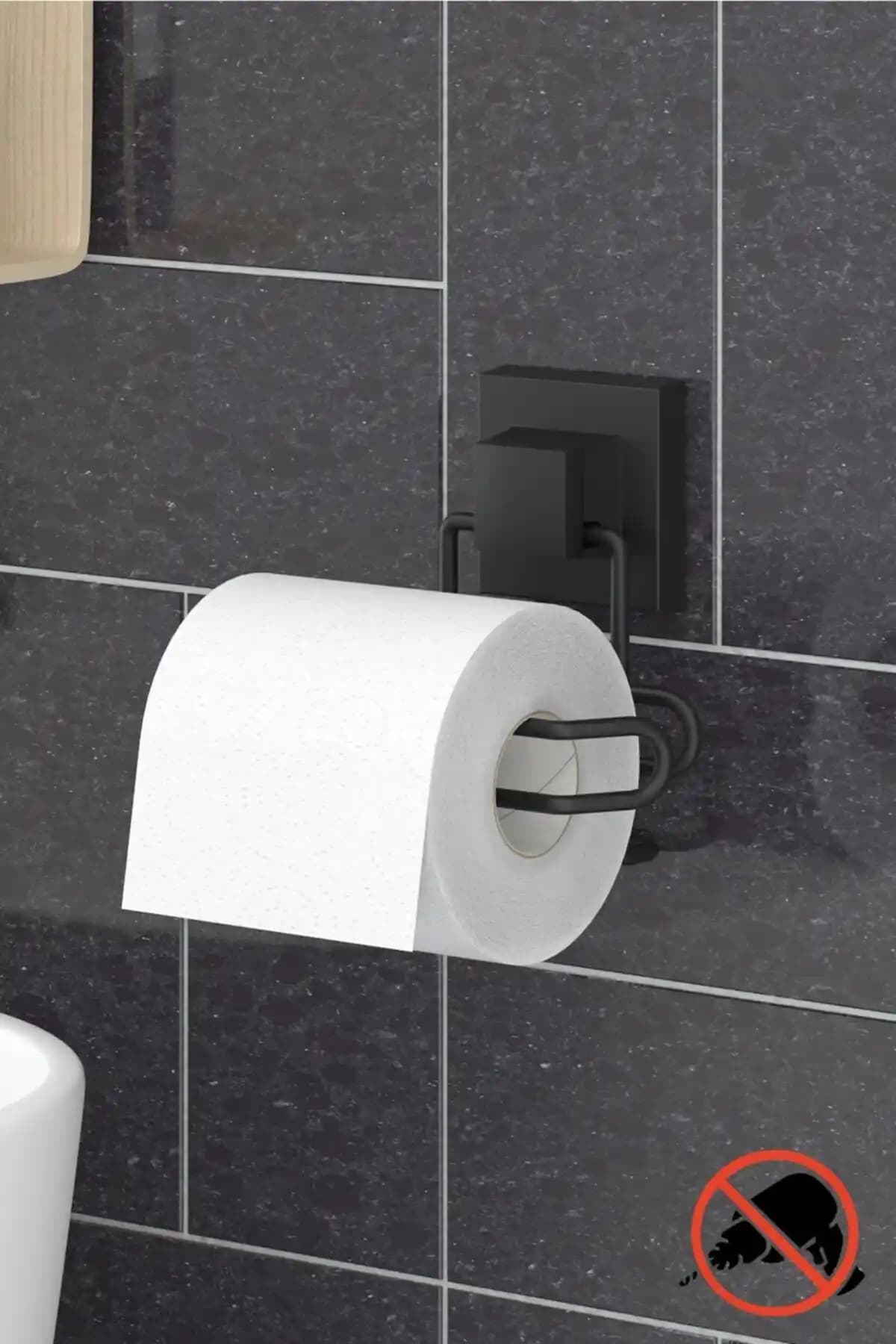 Delme Yok, Şık ve Dayanıklı Yapışkanlı Tuvalet Kağıtlık Modern Banyo Aksesuarı