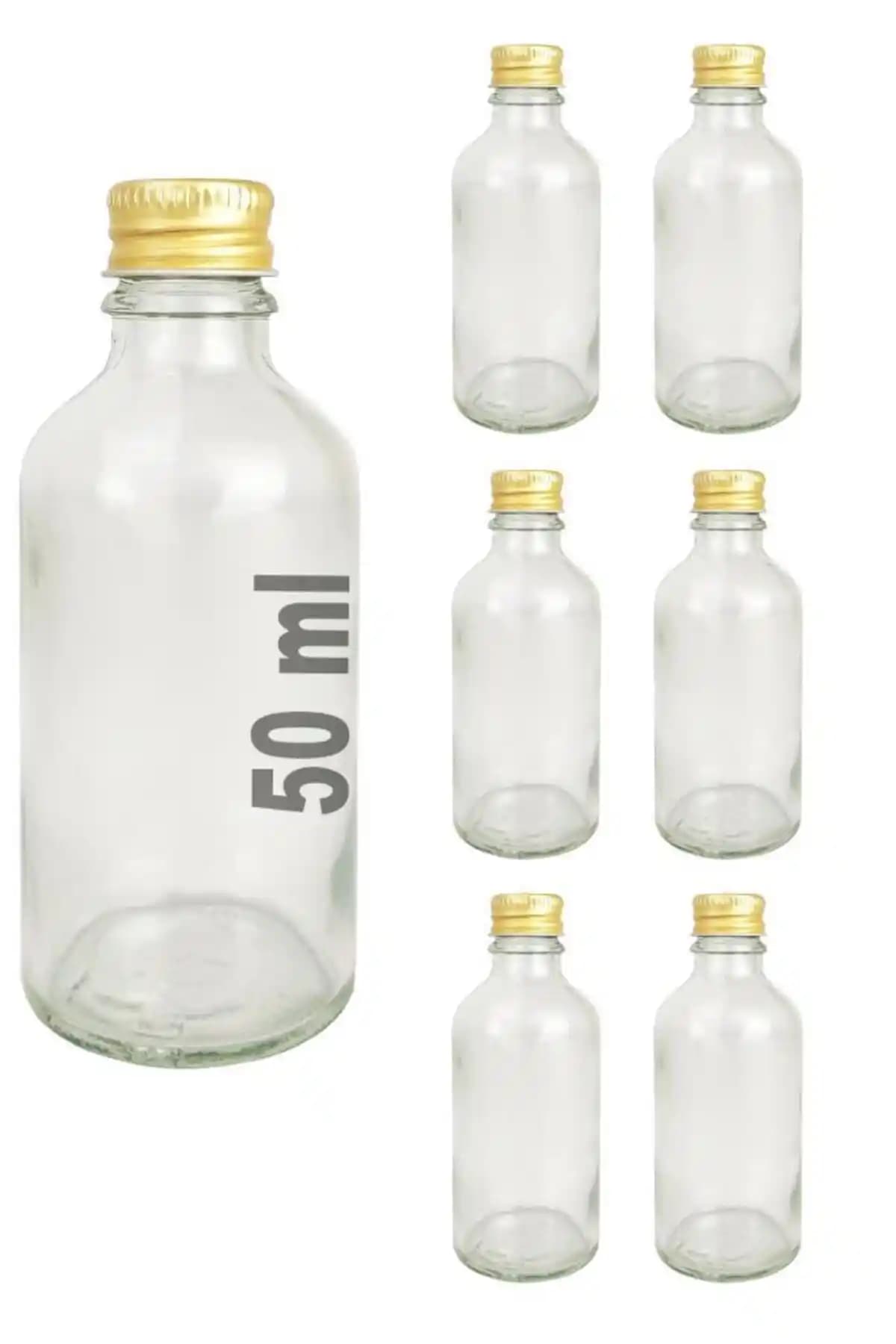 Digithome 6'lı Altın Kapaklı Cam Zencefil Shot Şişesi Seti Estetik ve Kullanışlı Tasarım