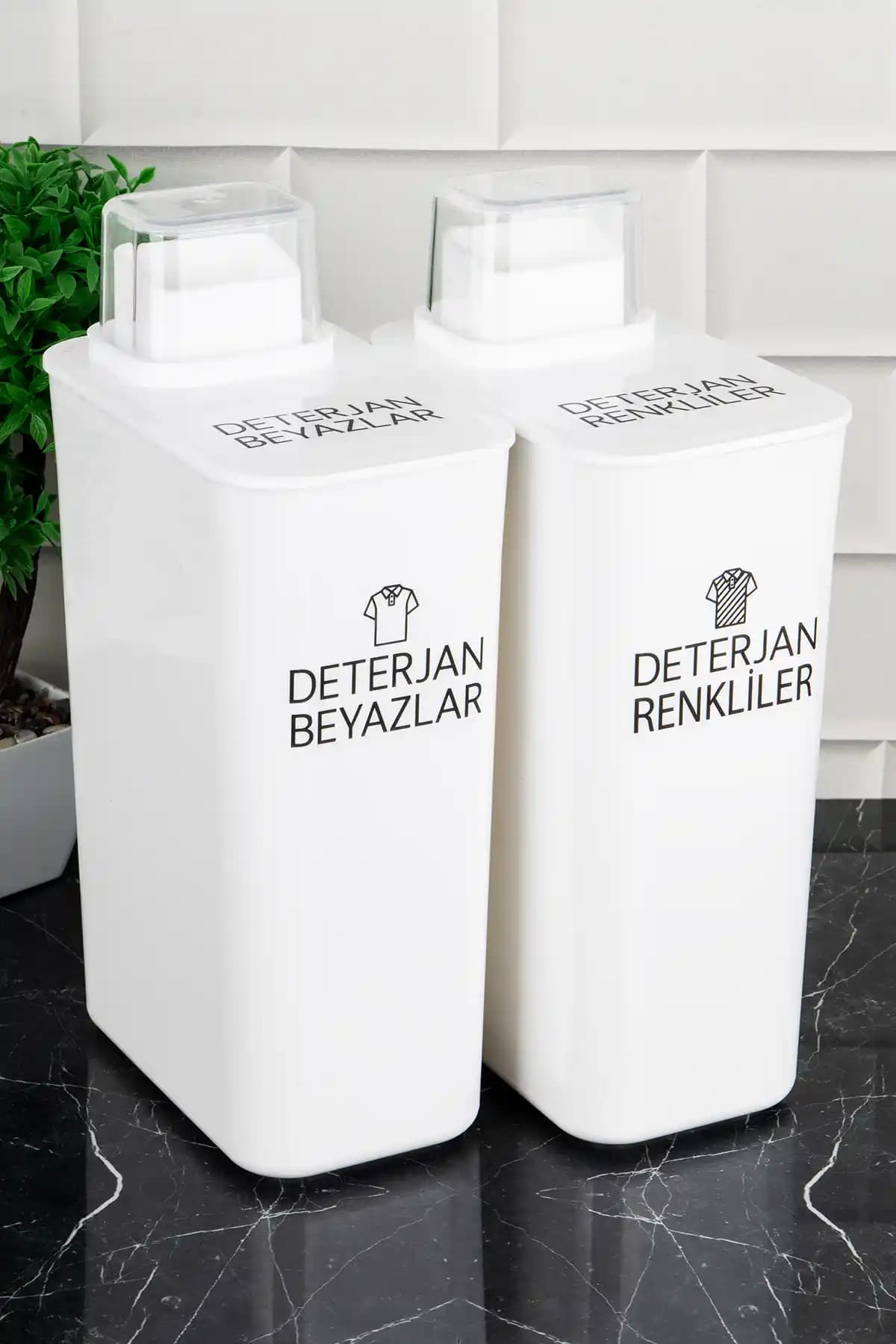 DNS HOME 2'li Kendinden Ölçekli Deterjan Saklama Kabı Seti ile Banyonuzu Düzenleyin