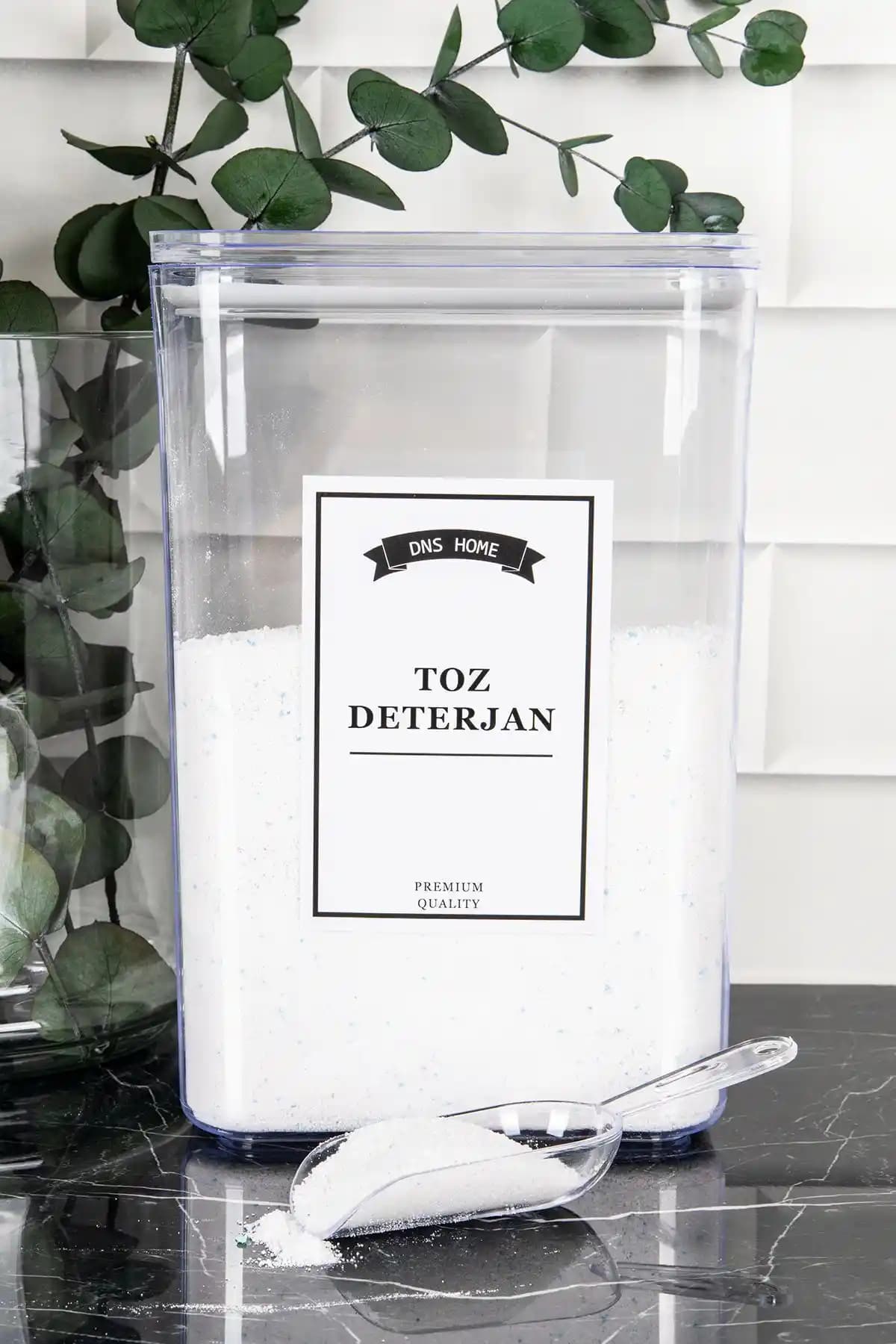 DNS HOME Toz Deterjan Saklama Kabı 3 Litre, Vakumlu Kapak ve Dayanıklı Akrilik Malzeme ile