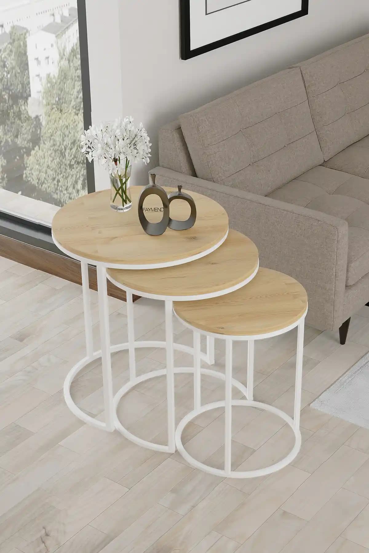 Ecol 3’lü Lüx C Zigon Sehpa Beyaz Modern ve Dayanıklı Tasarım Özellikleri