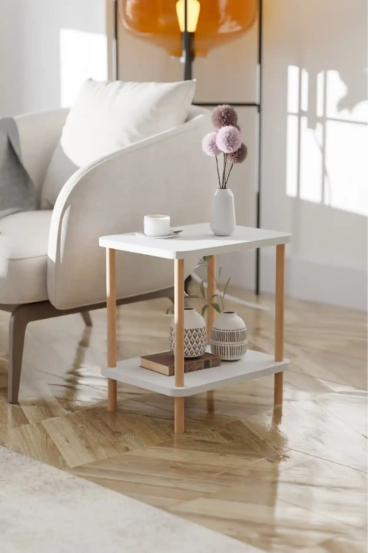 Ege Modüler 2 Raflı Yan Sehpa Modern ve Çok Amaçlı Kullanım İçin Uygun Tasarım