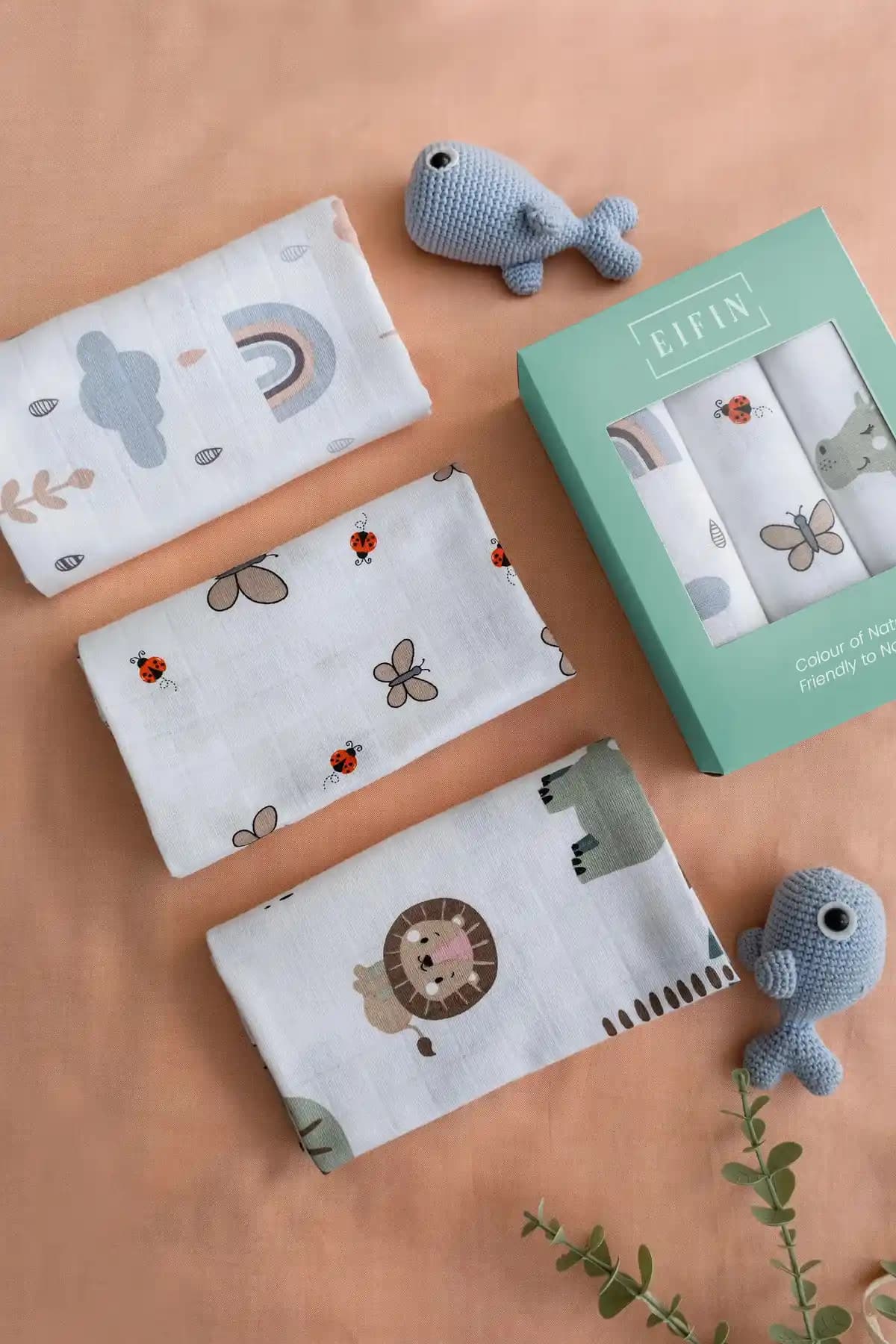 EIFIN Çok Amaçlı Müslin Örtü ve Battaniye Seti Bebekler İçin Güvenli ve Şık Tasarım