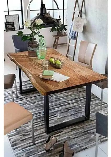 Enjoy Life Ahşap Kütük Yemek Masası: Doğal Şıklık ve Dayanıklılık Sunan Modern Tasarım