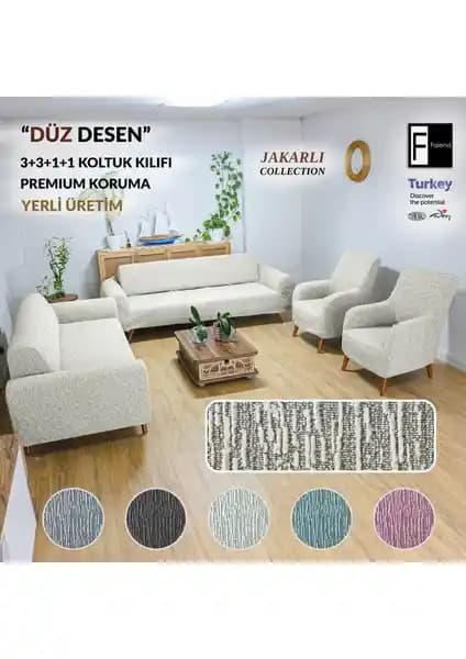 Faiend Jakarlı Düz Desen ve Tuchmall Lastikli Esnek Kanepe Kılıfı Karşılaştırması