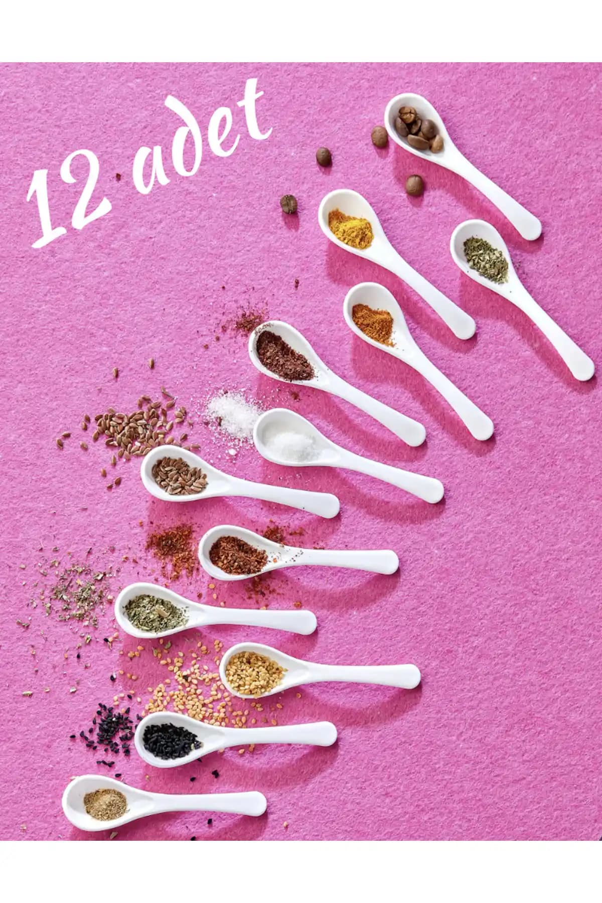 FBZhome 12 Parçalık Beyaz Servis ve Baharat Kaşığı Seti Şık ve Kullanışlı Mutfak Gereçleri