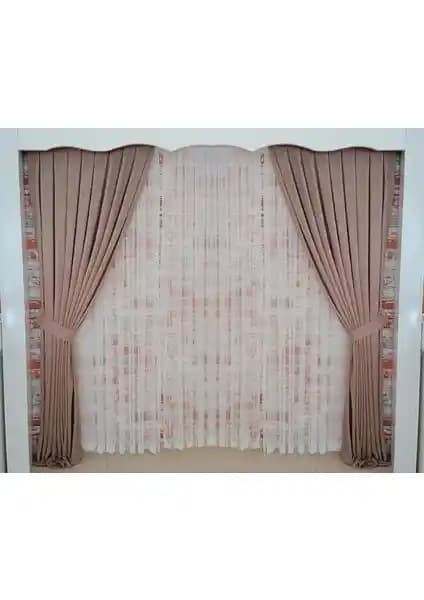 Figen Perde Bronz Renk Kadife Çift Kanat Perde 1/3 Sık Pileli Dikim V-08