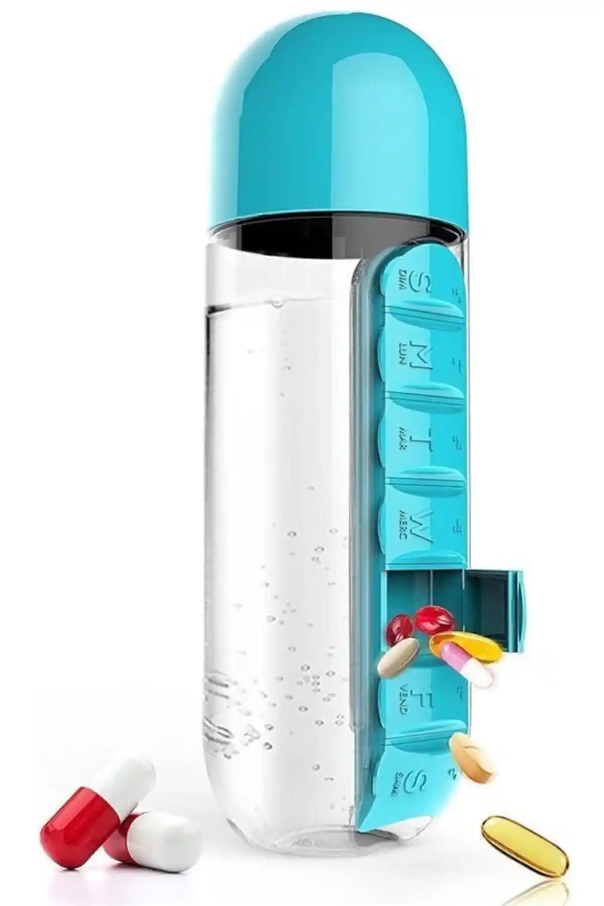 Genel Markalar 600 ml Dahili 7 Günlük İlaç Organizerli Su Şişesi Özellikleri ve Kullanım Avantajları