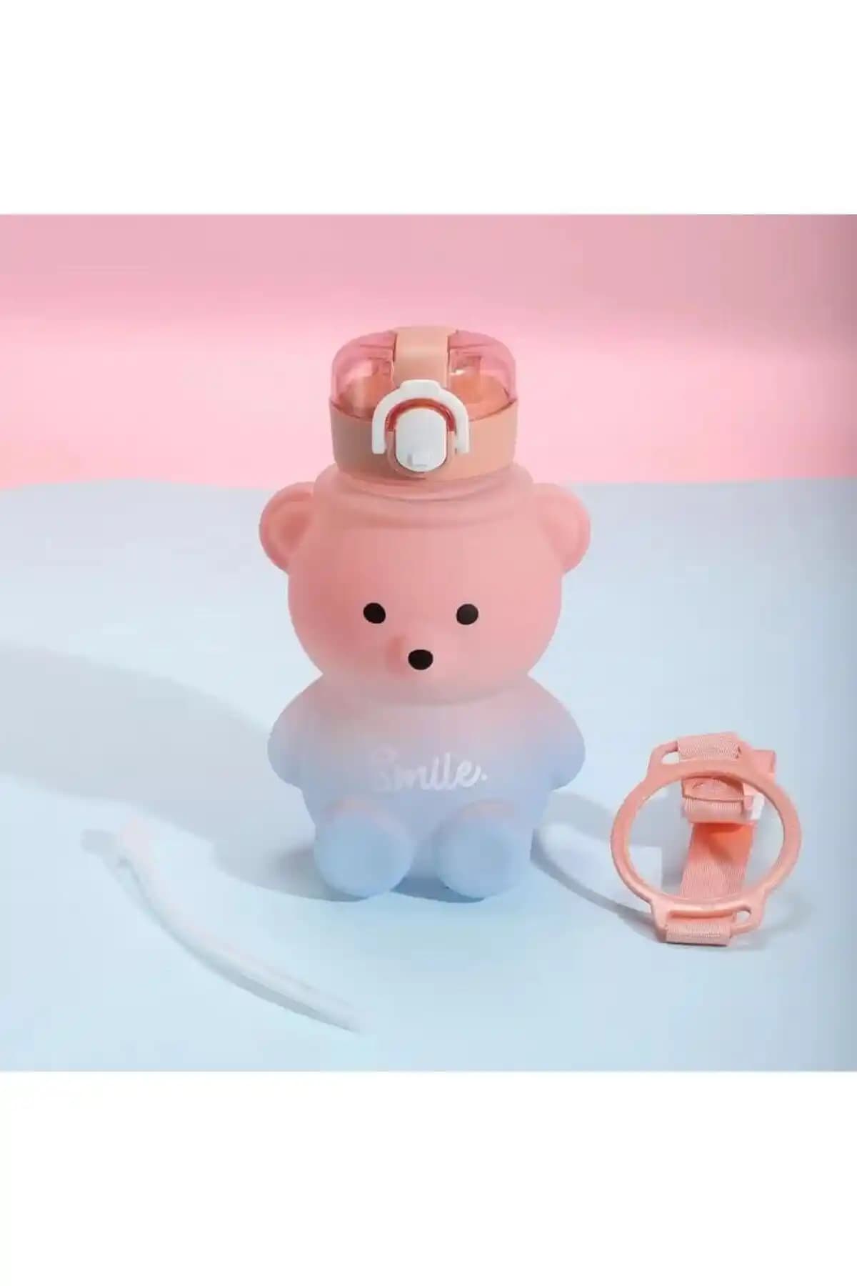 Genel Markalar Smile Ayıcıklı Matara 800 ml dayanıklı ve pratik su şişesi