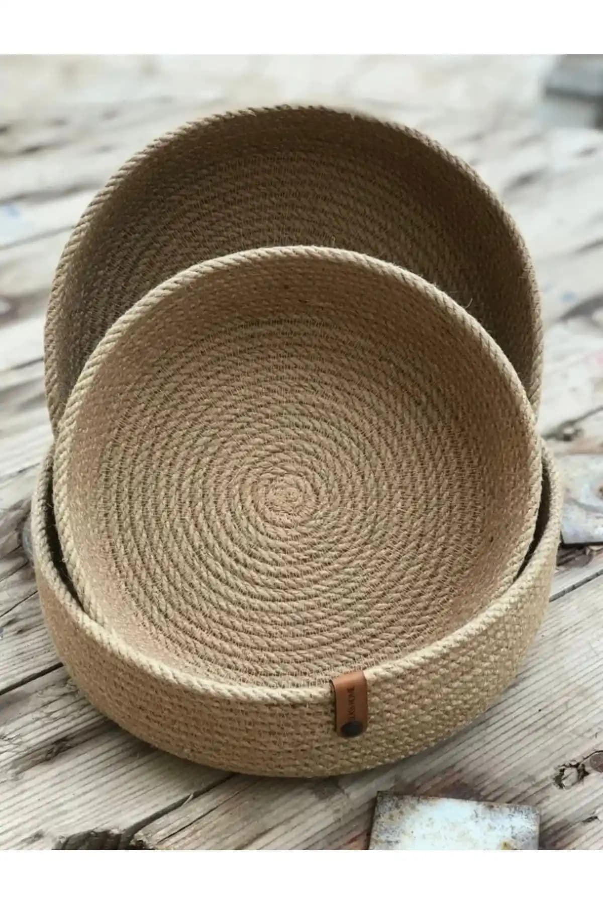 Glass Home 3'lü Hasır Sepet Seti Doğal ve Çok Amaçlı Depolama Çözümü