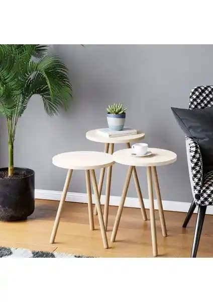 Intergo 3'lü Zigon Sehpa Seti Modern Tasarım ve Dayanıklı Malzemelerle Üretilmiştir