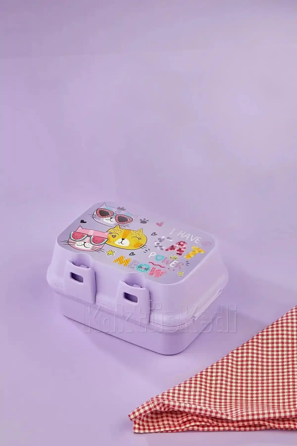 KaktüsKedi Cat Power 4 Bölmeli Çocuk Beslenme Kutusu Güvenli ve Dayanıklı Tasarım