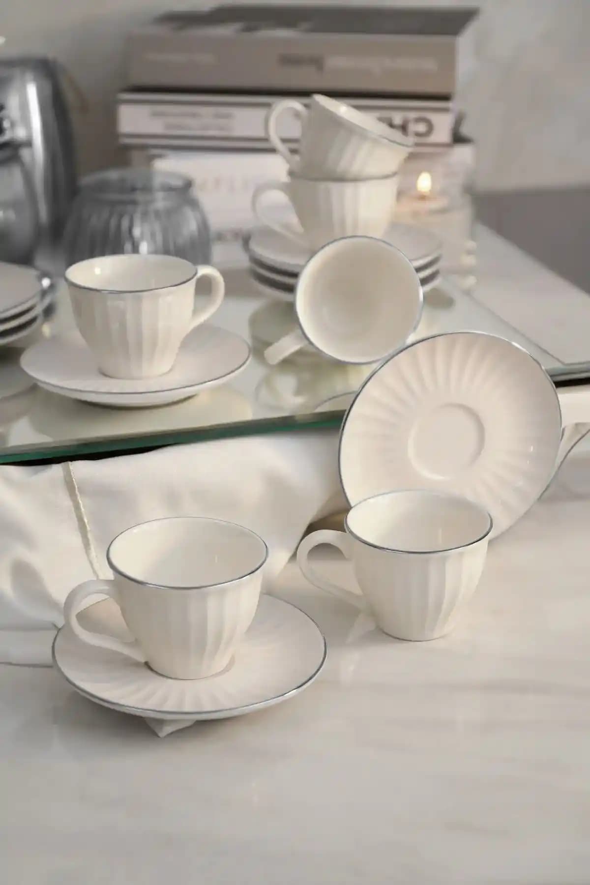 Kitchen Life 12 Parça 6 Kişilik Modern Kahve Fincan Takımı ve Detaylar