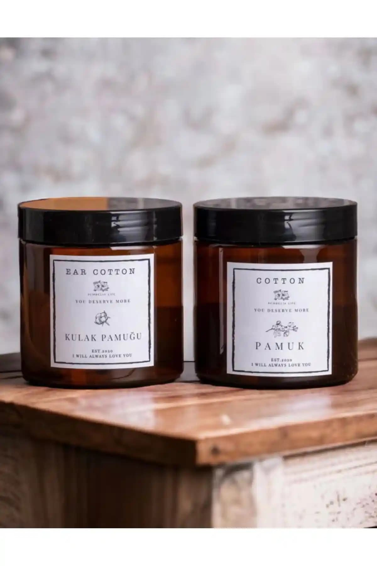 Kitchen Pembelia 2’li Amber Kulak Pamuğu ve Pamuk Kutusu Modern Tasarım